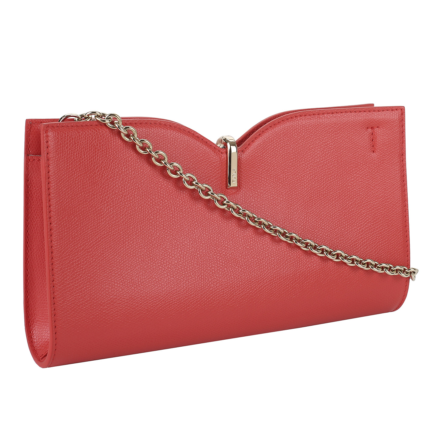 Коралловый кожаный клатч Furla Ribbon