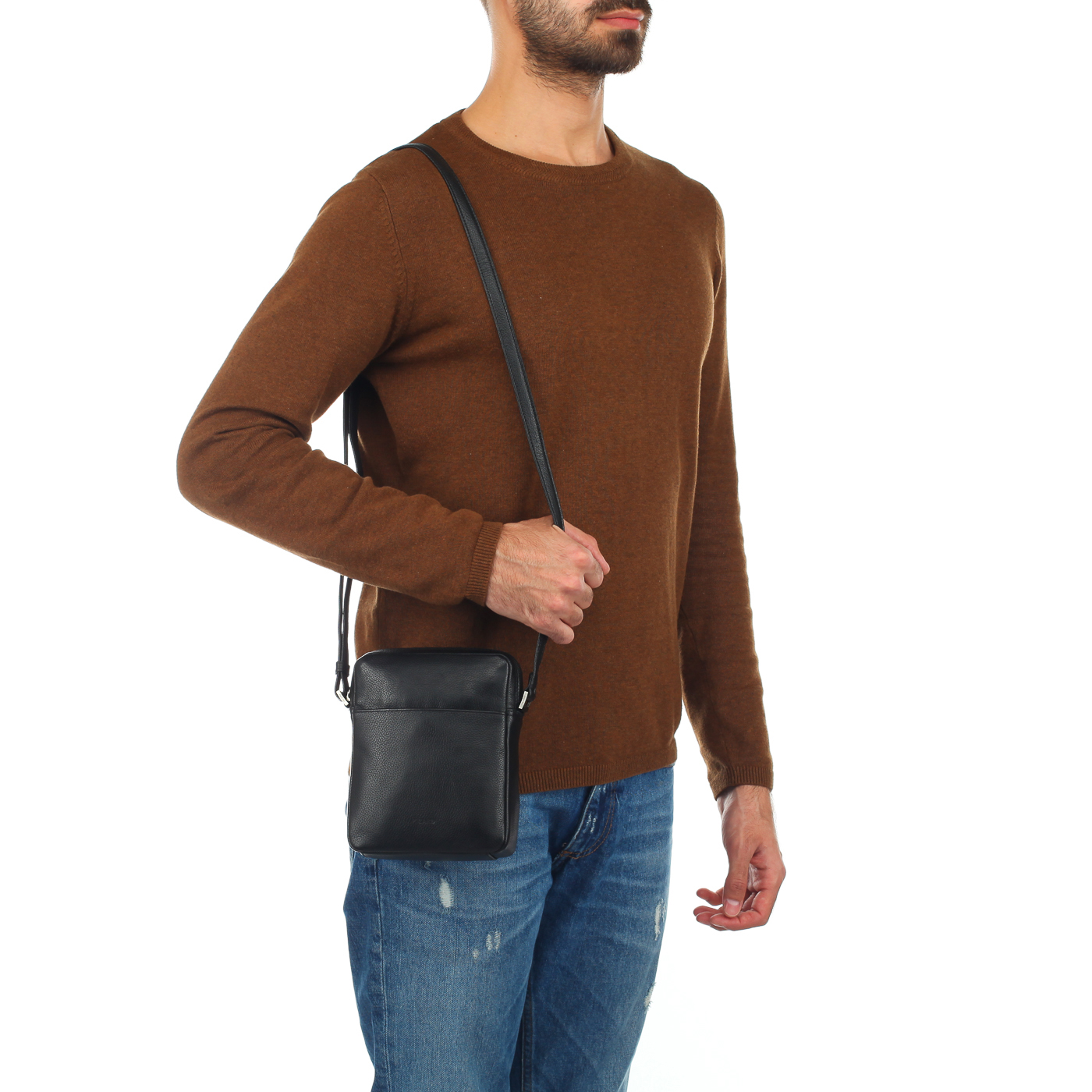 Мужская сумка-планшет из черной кожи Picard Milano