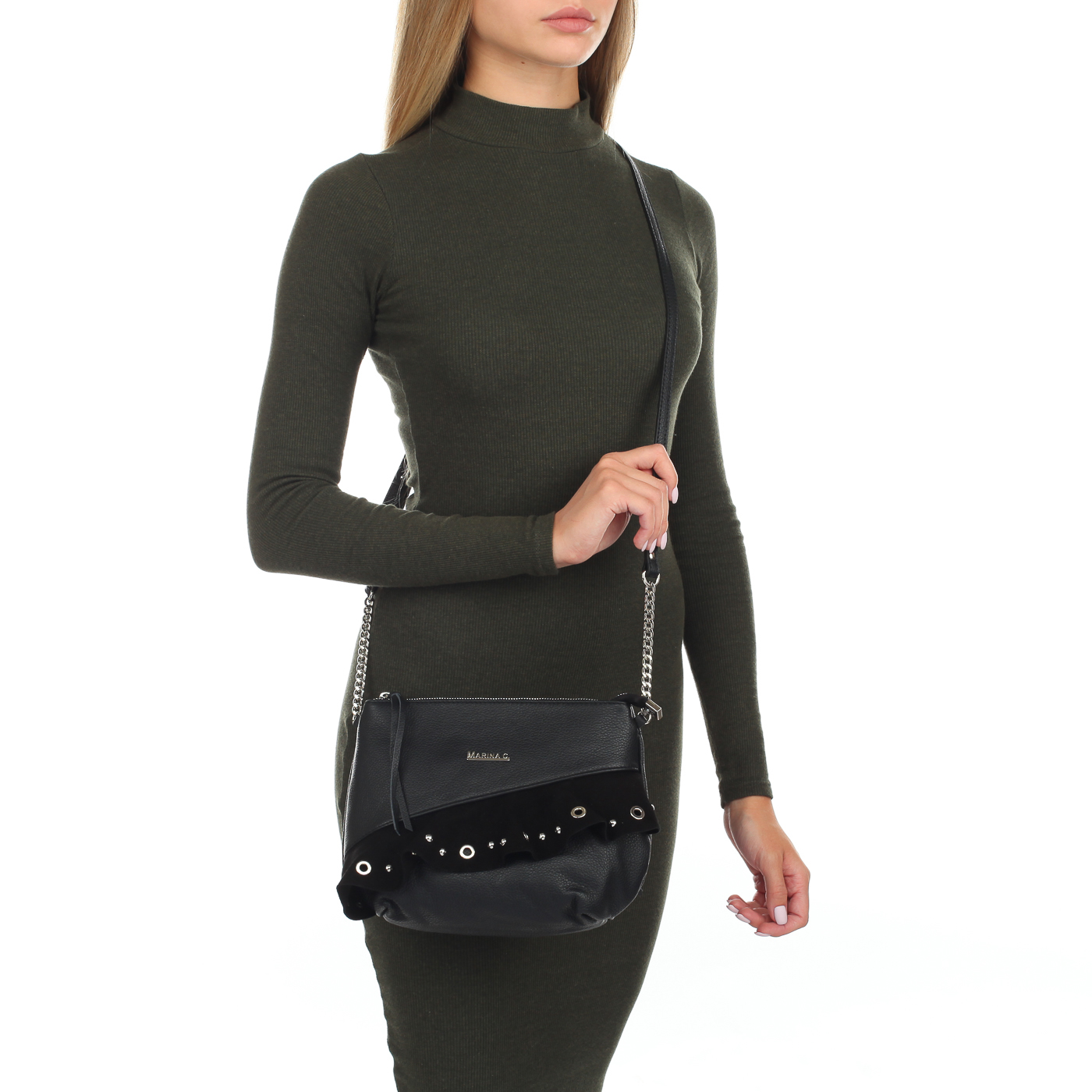 Кожаная сумочка на молнии Marina Creazioni 