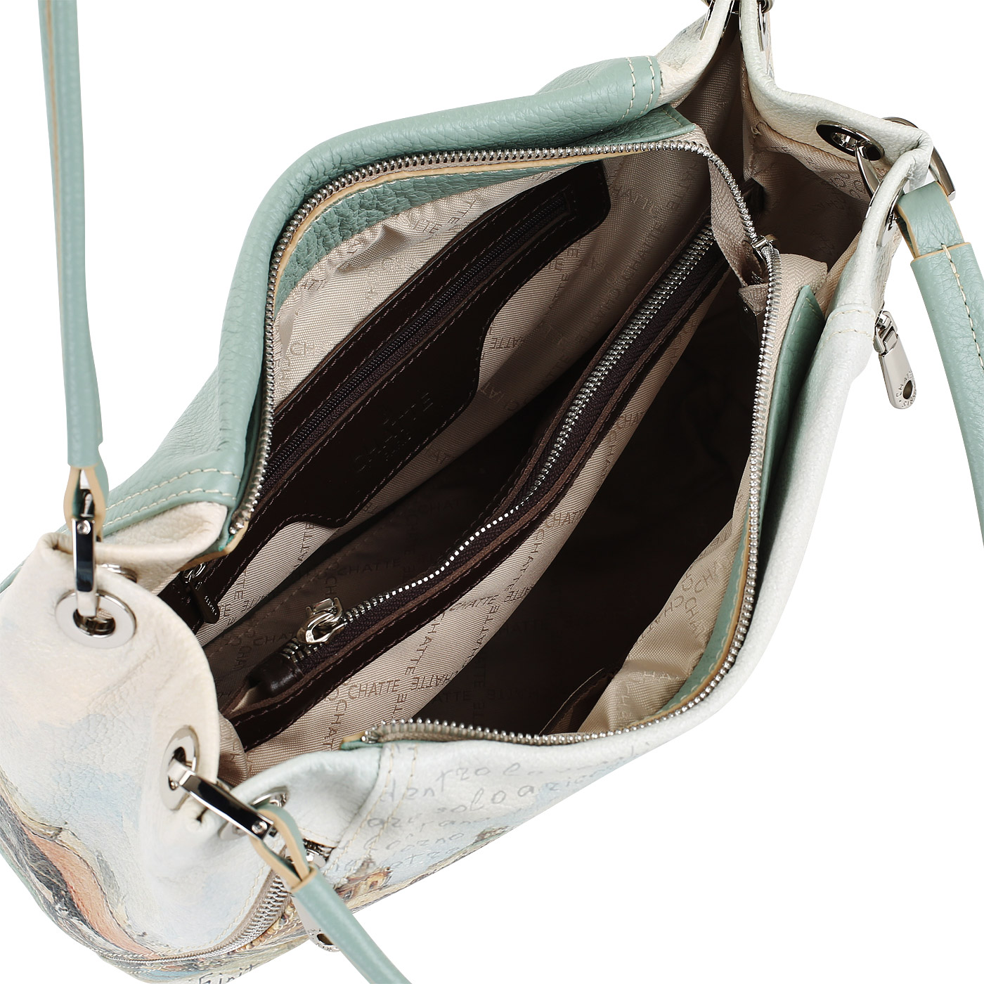 Кожаная сумка с принтом Chatte 