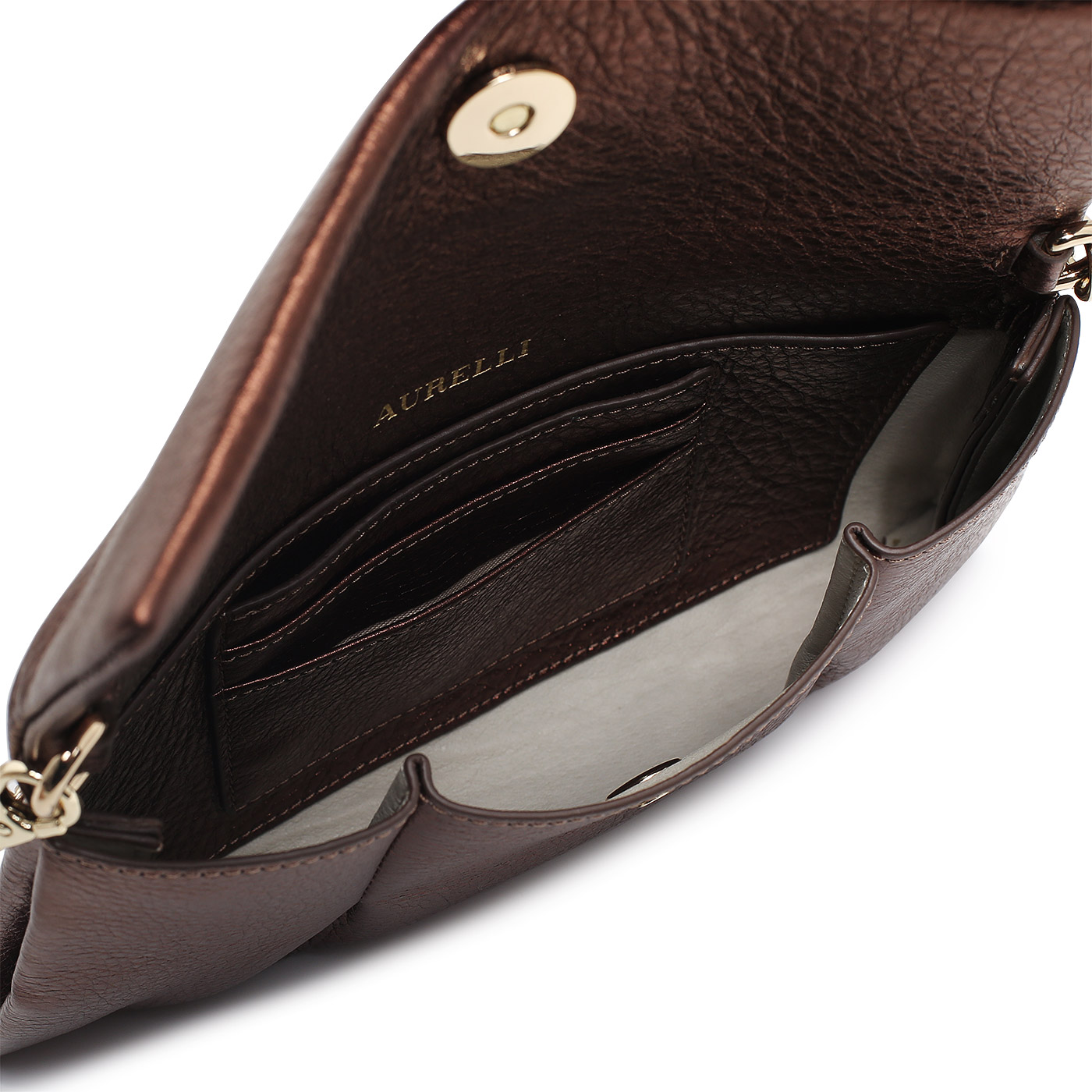 Кожаный клатч с цепочкой Aurelli Soft