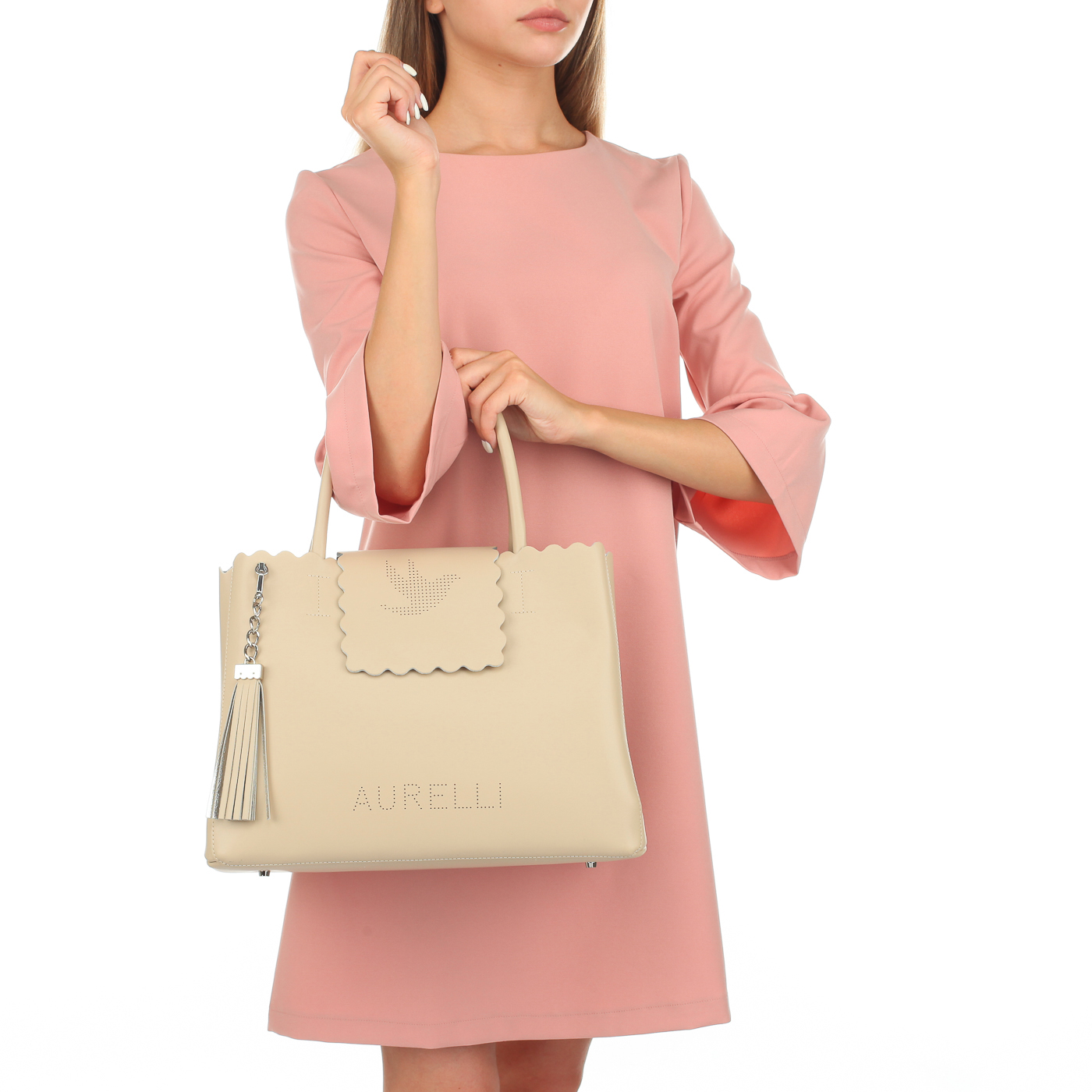 Бежевая сумка из кожи Aurelli 