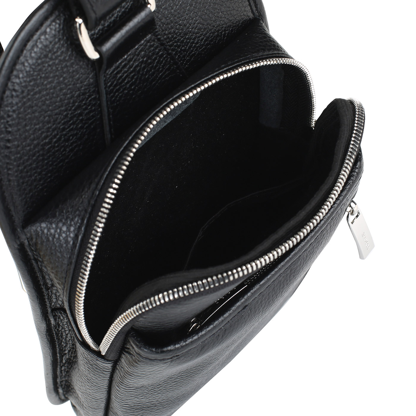 Черная кожаная сумка через плечо Stevens 