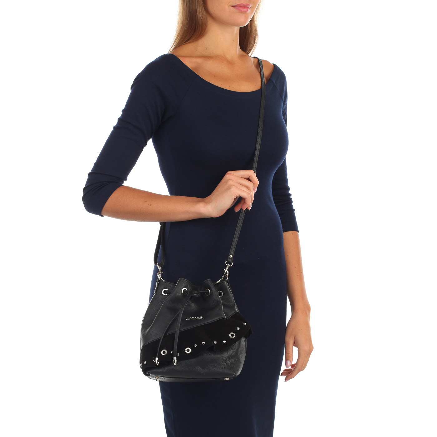 Черная кожаная сумочка Marina Creazioni 