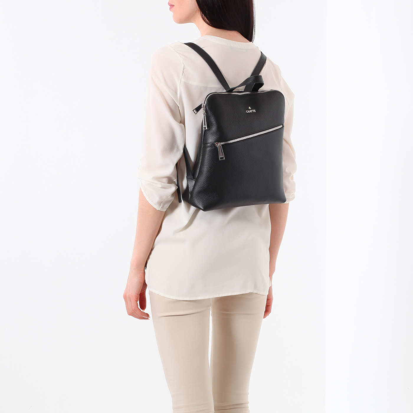 Черный кожаный рюкзак Chatte 