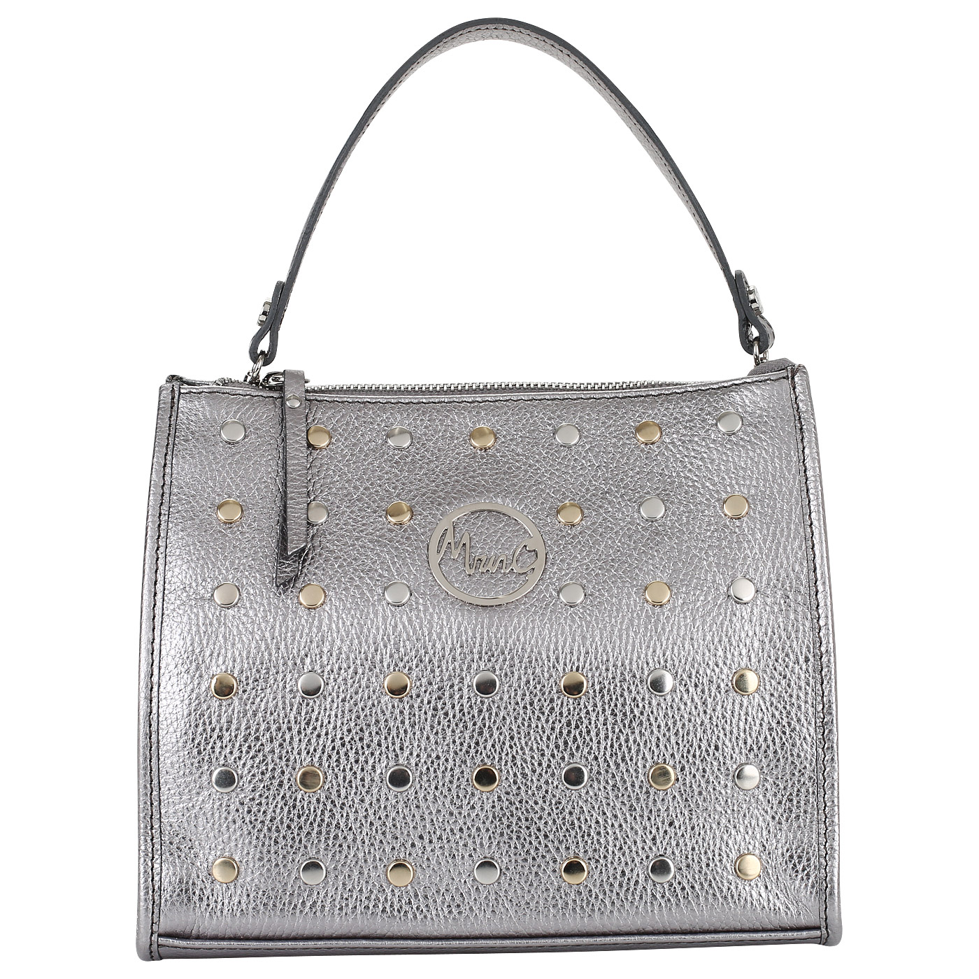 Marina Creazioni Сумка с клепками свинцового цвета