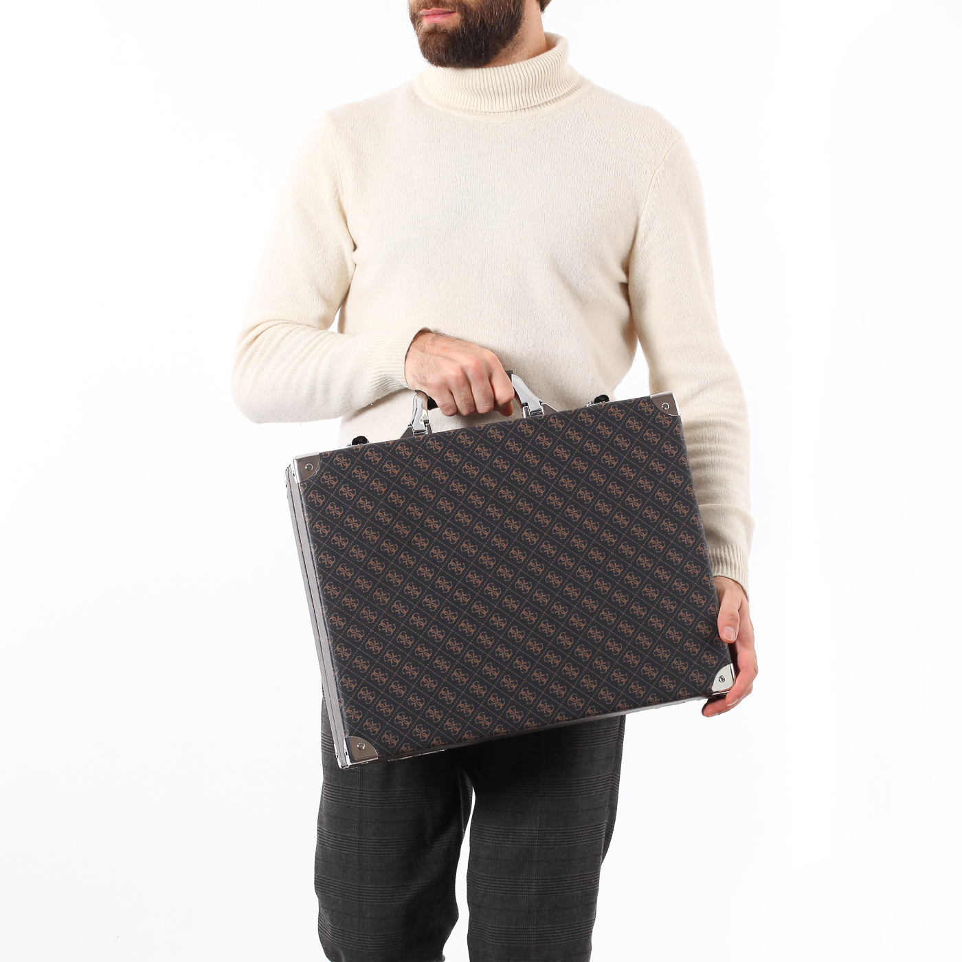 Мужской чемодан-кейс с логотипом бренда Guess Cay