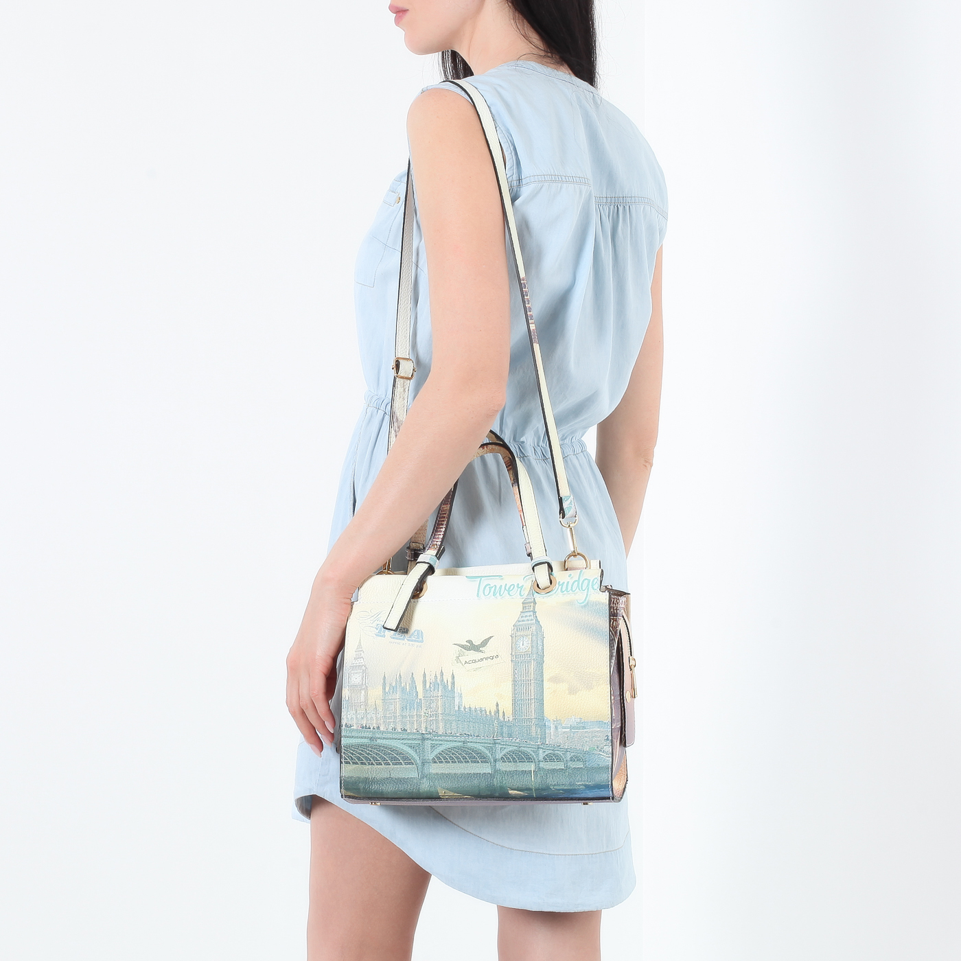 Кожаная сумка с тремя отделами Acquanegra London