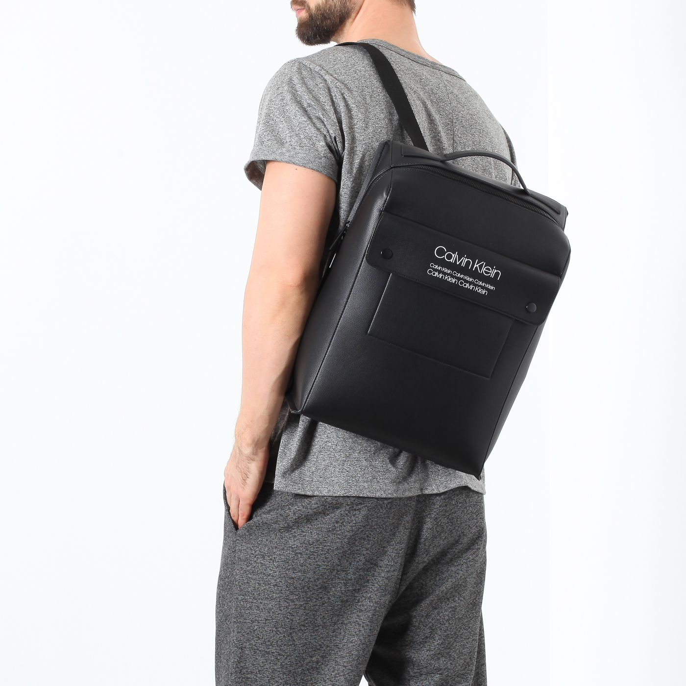 Черный рюкзак на двойной молнии Calvin Klein Jeans Bolt