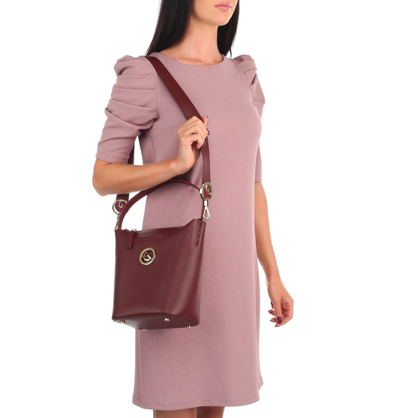 Бордовая сумочка из кожи Gironacci 