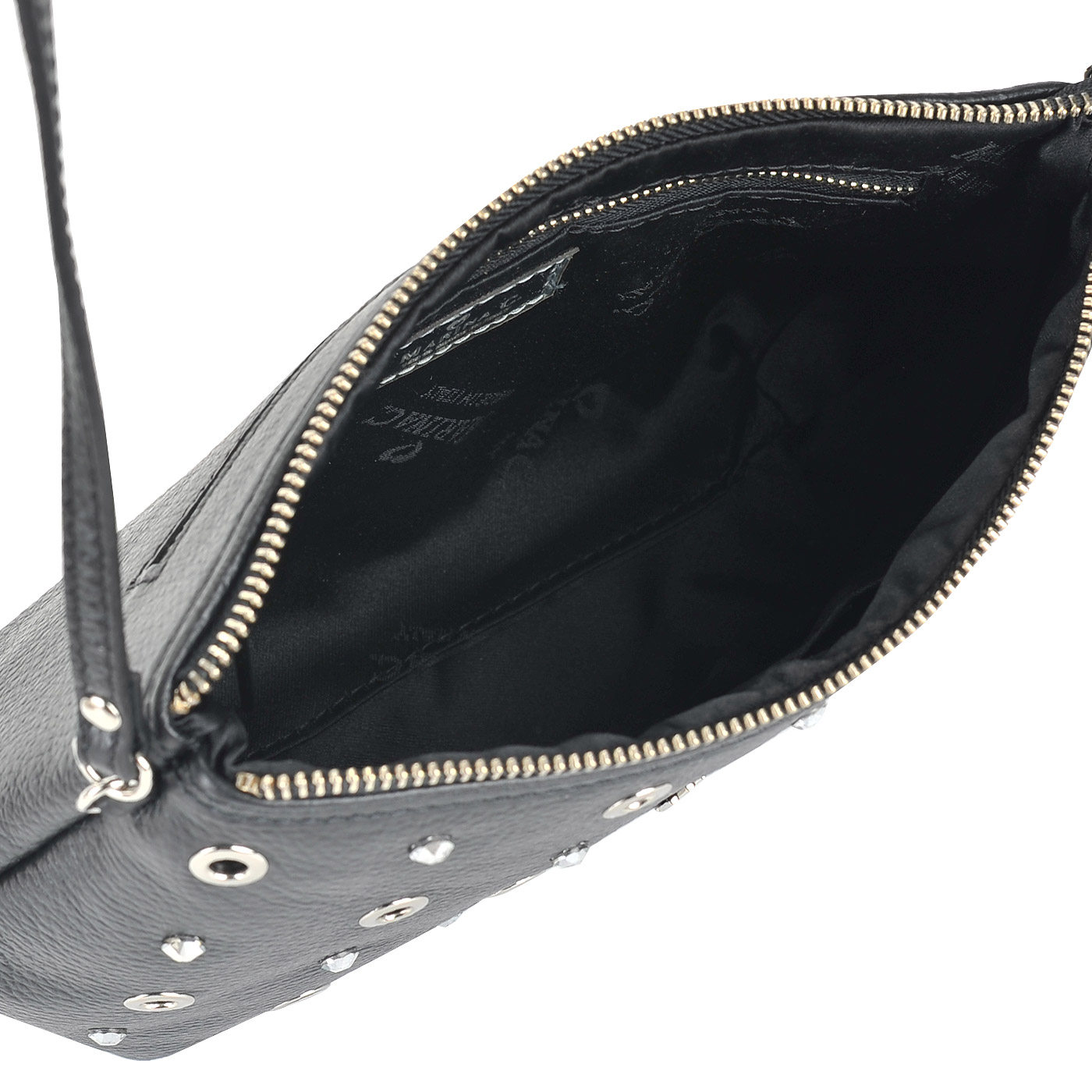 Женская кожаная сумка с клепками и стразами Marina Creazioni 